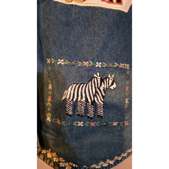 Christopher & Banks Denim Vest Embroidered Noahs Ark Size XL Blue Vintage - Picture 6 of 11